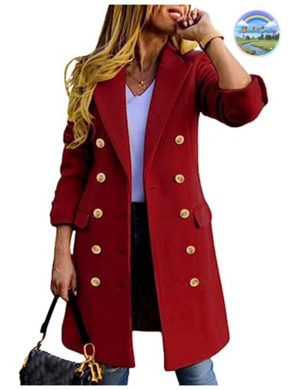 Womens Wool Blend Peacoat Double Breasted Notch Lapel Midi Trench Coat Fall
